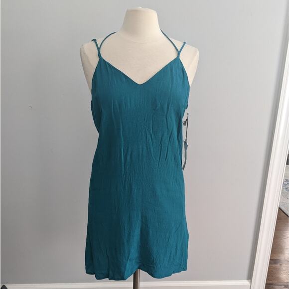 NEW Women's WAYF Turquoise Teal Blue Slinky Dress Large Beach Night Out - Picture 1 of 6